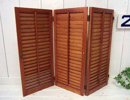 木製・3連のアンティーク・ルーバー/ヴォレー/シャッター/建具 USA