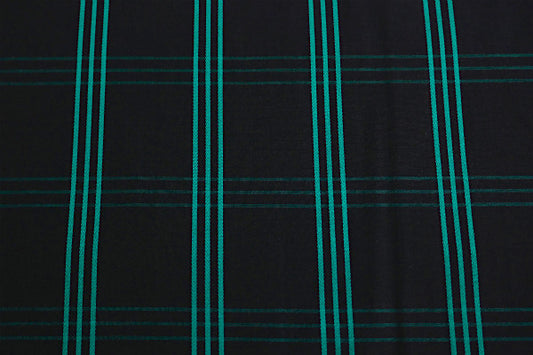 デッドストック 黒×緑 三筋格子 チェック柄 ファブリック 生地 ハンドメイド 手芸 レトロ