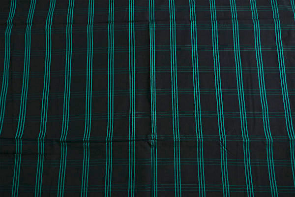 デッドストック 黒×緑 三筋格子 チェック柄 ファブリック 生地 ハンドメイド 手芸 レトロ