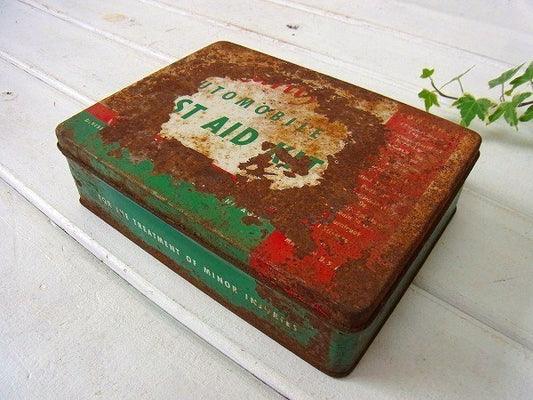 ファーストエイド FIRST AID KIT ジャンク Curity ブリキ缶 ヴィンテージ 救急箱 ティン缶