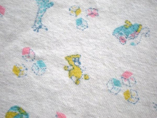 くま・キリン・おもちゃ柄 ビンテージ・ベビーシーツ