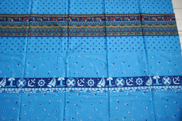 デッドストック エジプト壁画&サンダーバード&ヨット マリン柄 ファブリック 生地 ハンドメイド