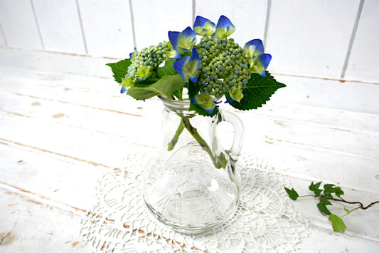 帆船・ヨット・エンボス デザイン ガラス製・ヴィンテージ・フラワーベース&ミルクピッチャー 花瓶