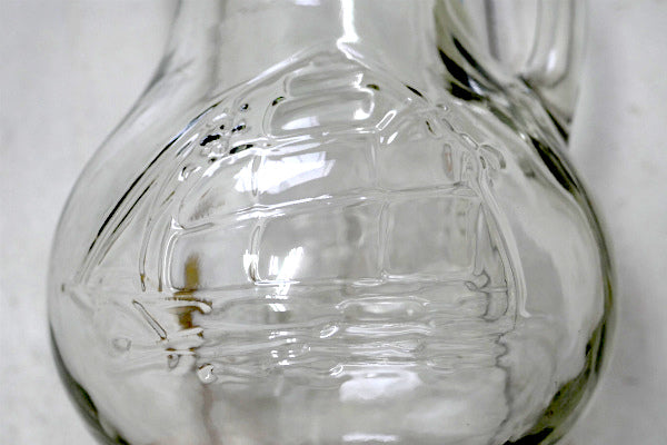 帆船・ヨット・エンボス デザイン ガラス製・ヴィンテージ・フラワーベース&ミルクピッチャー 花瓶