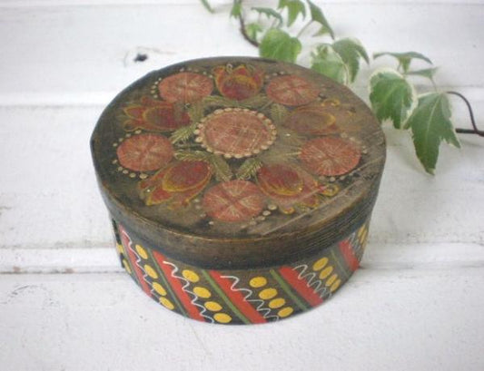 【経木の小さな】ハンドペイント・アンティーク・木箱・小物入れ・木製ケース・手作り