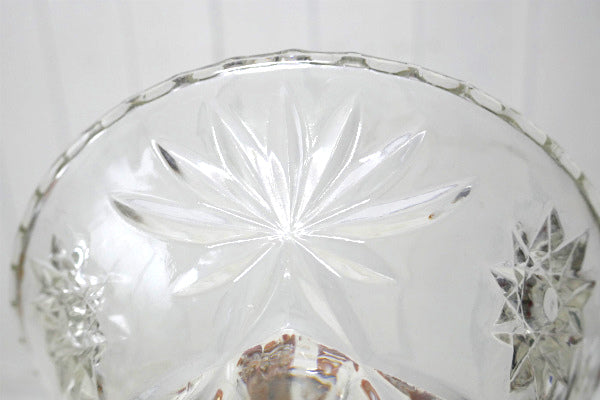 アンカーホッキング 花柄 クリア プレスガラス 脚付き 60's ヴィンテージ ボウル 皿 食器