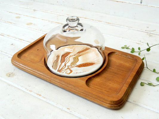 【Goodwood】小麦柄・木製・ヴィンテージ・チーズドーム・チーズボード・ガラスドーム