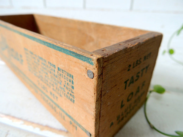 【TASTY LOAF】全面グリーンロゴ入り・木製・ヴィンテージ・チーズボックス・木箱 USA