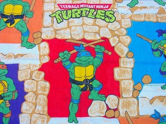 【ミュータント タートルズ】80’sヴィンテージ・ユーズドシーツ(フラットシーツ) USA