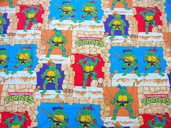 【ミュータント タートルズ】80’sヴィンテージ・ユーズドシーツ(フラットシーツ) USA