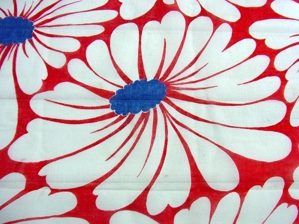 赤×白・大きな花柄・デッドストック・ヴィンテージ・ファブリック・生地・リメイク USA