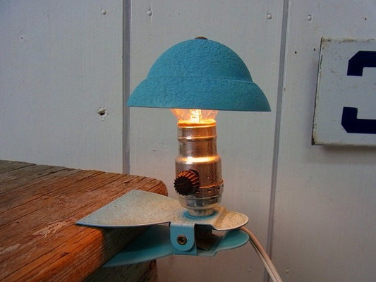 【LEVITON】水色の小さなヴィンテージ・クリップライト/照明/ポータブルランプ USA