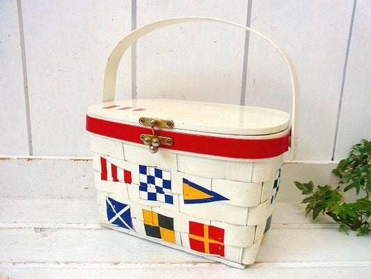 【Caro-Nan】国際信号旗・アンティーク・カロナンバスケット/カゴバッグ USA