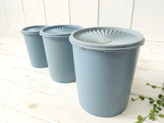 【タッパーウェア】Tupperware・ブルー・ヴィンテージ・キャニスター・3個セット USA