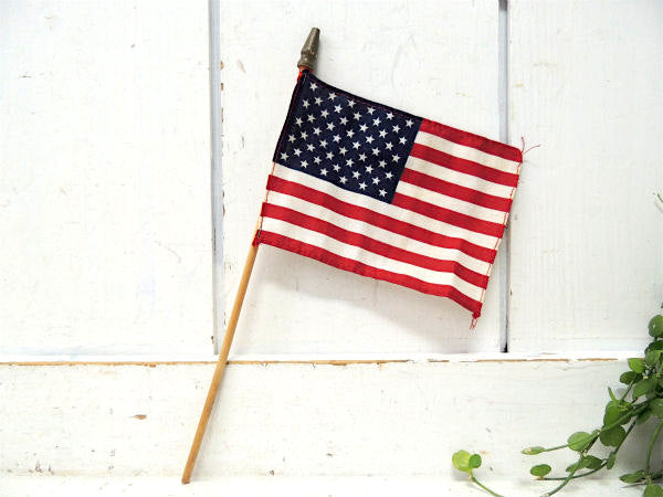 【アメリカンフラッグ★50州】USA・木製ポール付き・ヴィンテージ・アメリカ合衆国・星条旗・旗