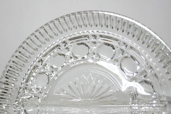 インディアナグラス 花柄 プレスガラス 仕切り付き ヴィンテージ トレイ サービングディッシュ 皿