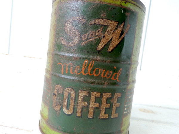 【S&W COFFEE】グリーン・1921年〜老舗オールド・ブリキ製・ビンテージ・コーヒー缶/USA