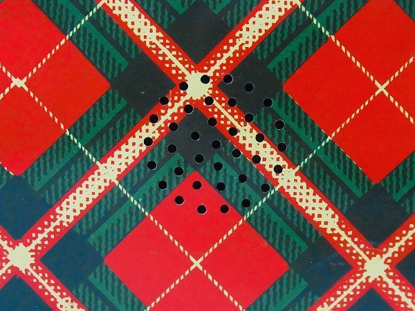 赤色のタータンチェック柄・ティン製・ヴィンテージ・ティン缶/ブレッド缶 USA