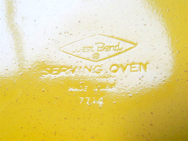 【WEST BEND】リーフ&小麦柄・マスタードイエロー色・60's〜ヴィンテージ・両手鍋・蒸し器