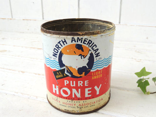 【SIOUX HONEY】カラフルなパッケージ・はちみつ・ヴィンテージ・ティン缶/ブリキ缶 USA