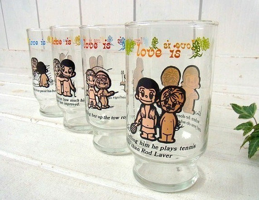 【love is】ロサンゼルスタイムズ新聞・テニス柄・ノベルティ・70'sヴィンテージ・グラス①