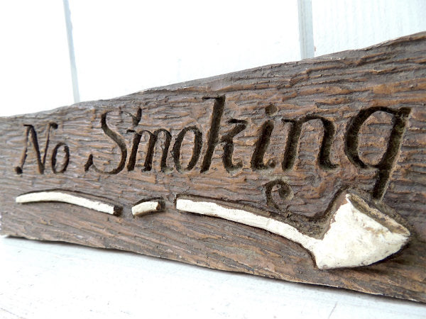 No Smoking ウッドプレード柄 樹脂製 ヴィンテージ 禁煙サイン 壁飾り 店舗ディスプレイ USA