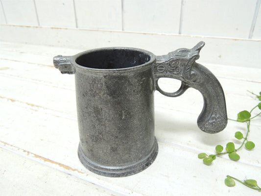 【ピストル&ガン】ピューター・ハンドル・ヴィンテージ・ビアマグ・マグカップ USA
