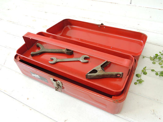 【Disston My Buddy】赤色・2段式・ビンテージ・ツールボックス/ツールケース/工具箱