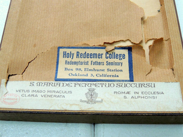 【絶えざる御助けの聖母】イタリア製・木製フレーム・キリスト&聖母マリア・アンティーク・壁掛け/聖品