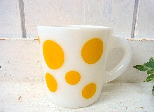 【ヘーゼルアトラス】イエロー・ポルカドット・ヴィンテージ・マグカップ/水玉