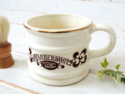 BARBER SHOP 理髪店 USA・セラミック製・ヴィンテージ・シェービング・カップ・陶器製