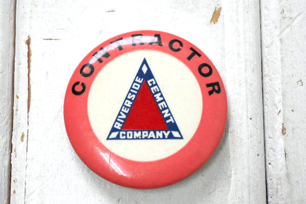1906s 総合建設業 リバーサイド セメント カンパニー ヴィンテージ 缶バッジ・アドバタイジング