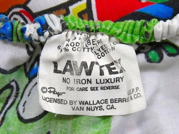 【スマーフ】SMURF・グリーンビレッジ柄・ヴィンテージ・ユーズドシーツ(ボックスタイプ)USA