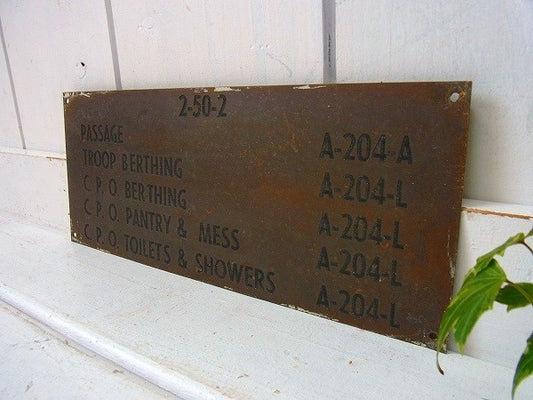 【U.S.Navy】アメリカ海軍・真鍮製・40’sアンティーク・船内プレート/標示プレート