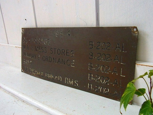 【U.S.Navy】アメリカ海軍・真鍮製・40’sアンティーク・船内プレート/標示プレート