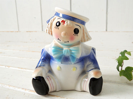 ラガディ アンディ セーラ服&帽子・ハンドペイント・陶器製・70's ヴィンテージ・プランター・鉢