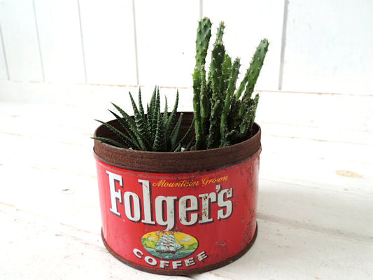 【1959・フォルジャーズ】赤色・ブリキ製・ヴィンテージ・コーヒー缶/ティン缶/USA