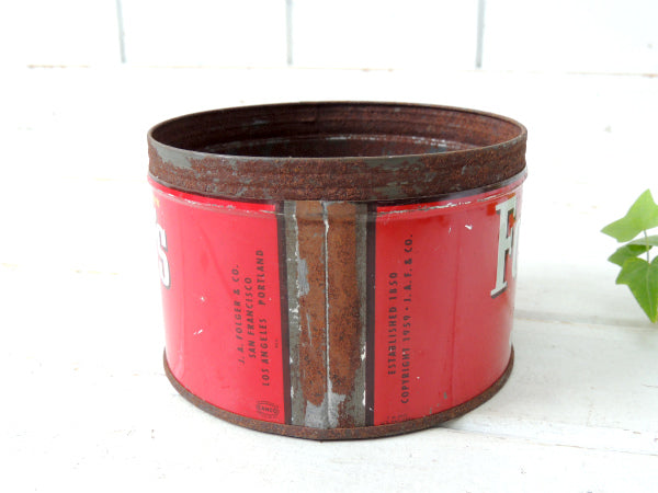 【1959・フォルジャーズ】赤色・ブリキ製・ヴィンテージ・コーヒー缶/ティン缶/USA