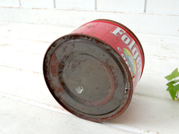 【1959・フォルジャーズ】赤色・ブリキ製・ヴィンテージ・コーヒー缶/ティン缶/USA