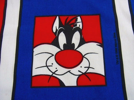 【ルーニーテューンズ】ストライプ柄・ユーズドシーツ(フラットシーツ) USA