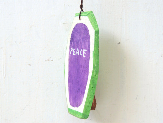 【PEACE】松田大児作・木製・ミニサーフボード・オブジェ/ミントグリーン×パープル⑩
