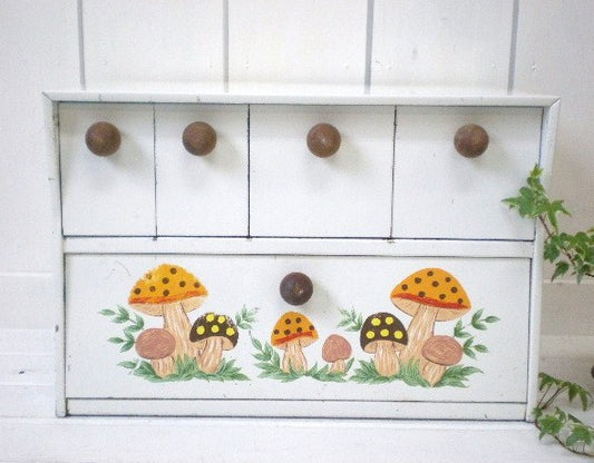 USA キノコ柄・TIN製ブレッドケース&コンテナ