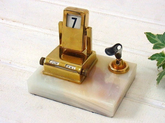 大理石×メタル製・日めくり式・アンティーク・デスクカレンダー/卓上カレンダー USA