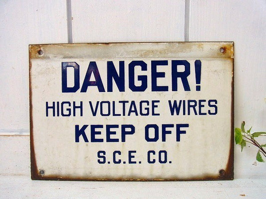 【DANGER/危険!】ホーロー製・ヴィンテージ・両面サインプレート/看板 USA