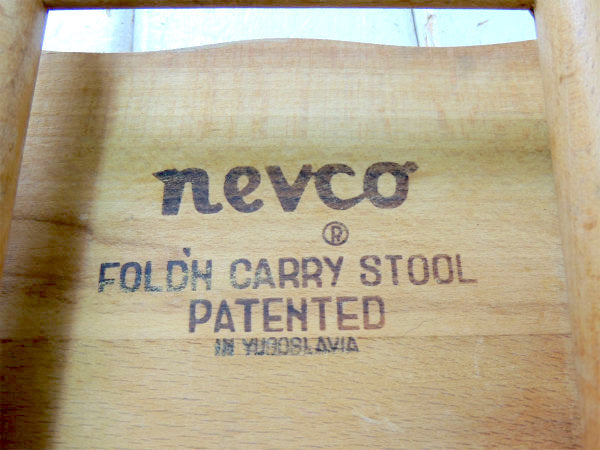 Nevco 木製・ヴィンテージ・フォールディング スツール・折り畳み イス・ローチェア・アウトドア