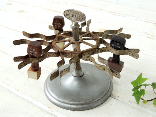 ACHILLES 8個・USA アキレス社・スチール製・回転式・アンティーク・スタンプホルダー