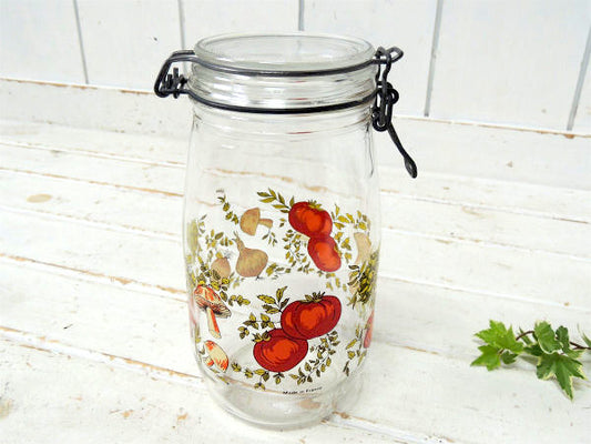 ARC フランス・ベジタブル・キノコ・70's ヴィンテージ・ガラスジャー・保存瓶・ガラス瓶 (大)