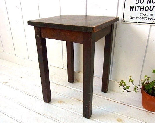 【レトロモダン・四角い木製】USA・アンティーク・スツール・チェア・椅子 ・モダンリビング