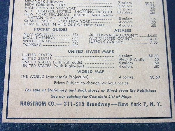 アメリカ NEW YORK 1950's~ ニューヨーク マンハッタン&ブロンクス・ヴィンテージ・マップ 地図 US