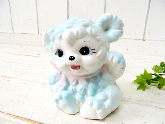 テディベア・水色クマ・陶器製・60'sヴィンテージ・ベビープランター・鉢・プランター・置物